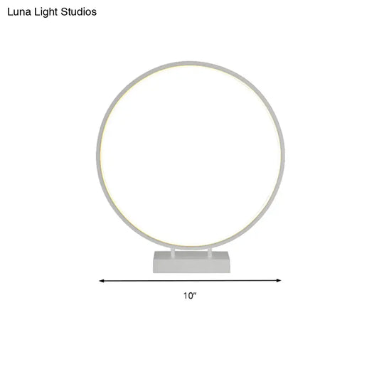 10 12 16 Dia Ring Desk Lamp - Simplicity Acrylic Led Light Black/White Warm/White