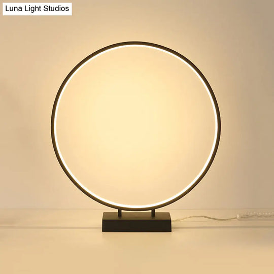 10 12 16 Dia Ring Desk Lamp - Simplicity Acrylic Led Light Black/White Warm/White