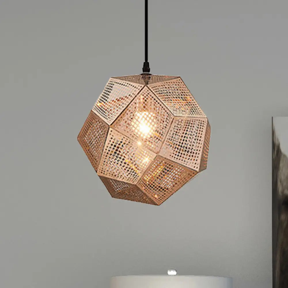 10’/12.5’/19’W Faceted Globe Pendant Light - Contemporary Metal 1 Sliver/Gold/Rose Gold Rose / 19’