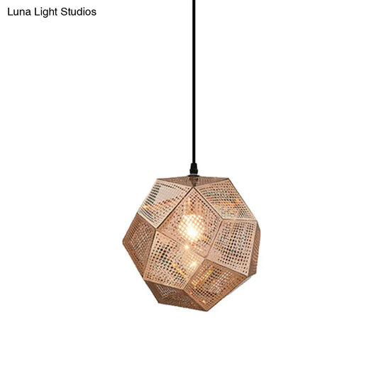 Faceted Globe Pendant Lighting: 1-Light Contemporary Metal Hanging Ceiling Light (10/12.5/19W) In