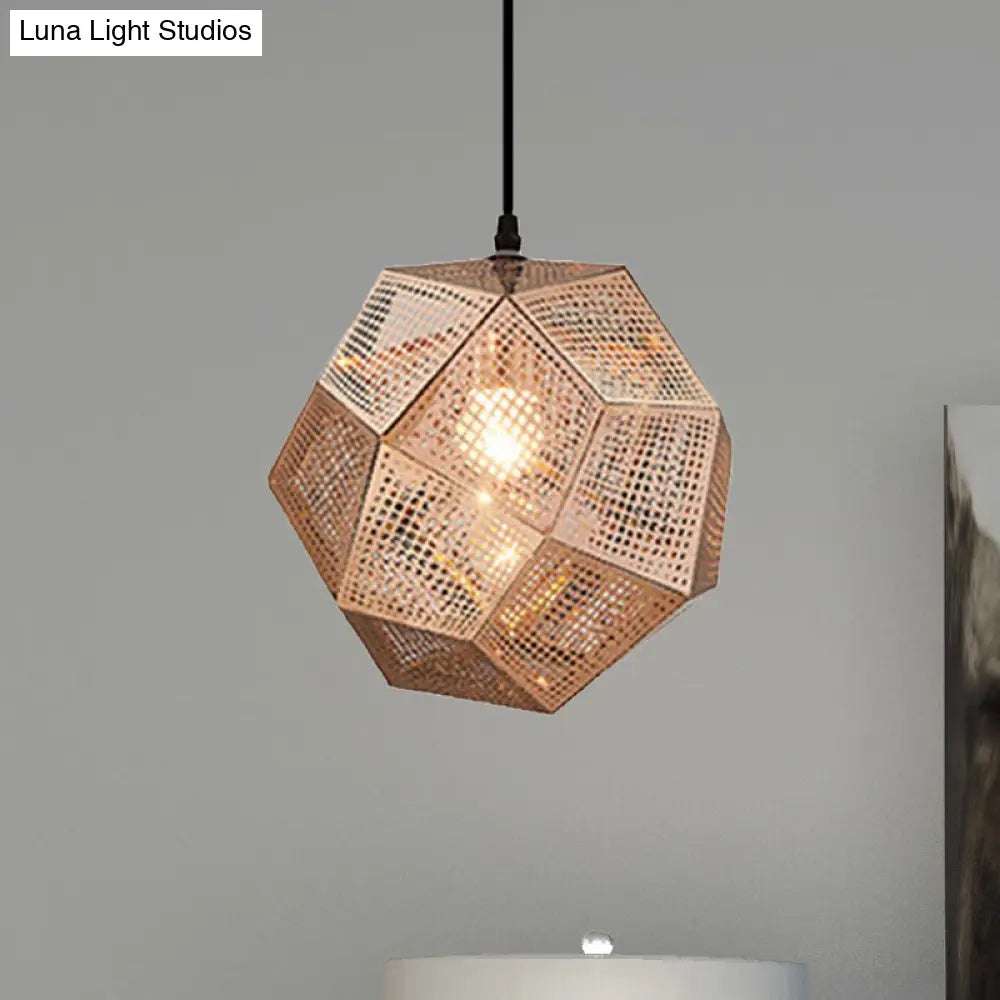 Faceted Globe Pendant Lighting: 1-Light Contemporary Metal Hanging Ceiling Light (10/12.5/19W) In