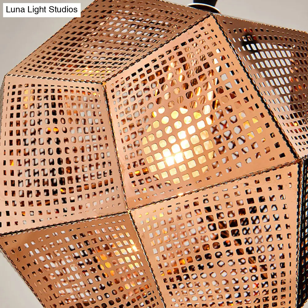 10’/12.5’/19’W Faceted Globe Pendant Light - Contemporary Metal 1 Sliver/Gold/Rose Gold