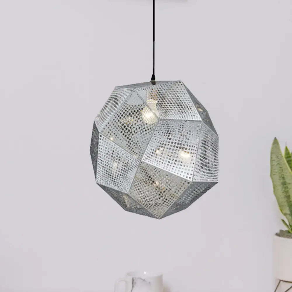 10’/12.5’/19’W Faceted Globe Pendant Light - Contemporary Metal 1 Sliver/Gold/Rose Gold Silver / 19’