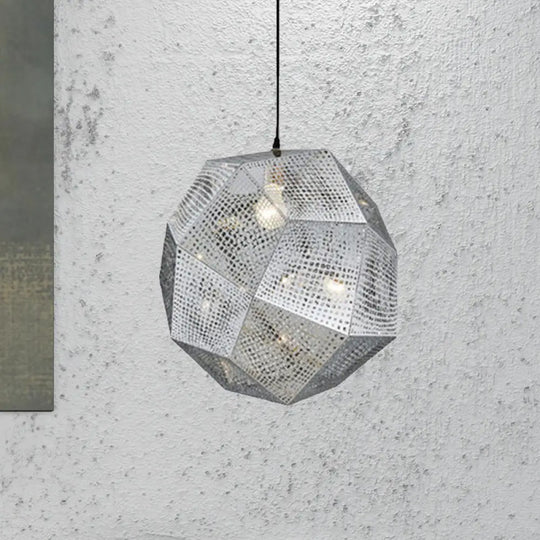 10’/12.5’/19’W Faceted Globe Pendant Light - Contemporary Metal 1 Sliver/Gold/Rose Gold