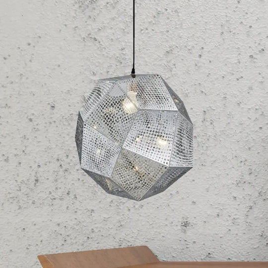 10’/12.5’/19’W Faceted Globe Pendant Light - Contemporary Metal 1 Sliver/Gold/Rose Gold Silver / 10’