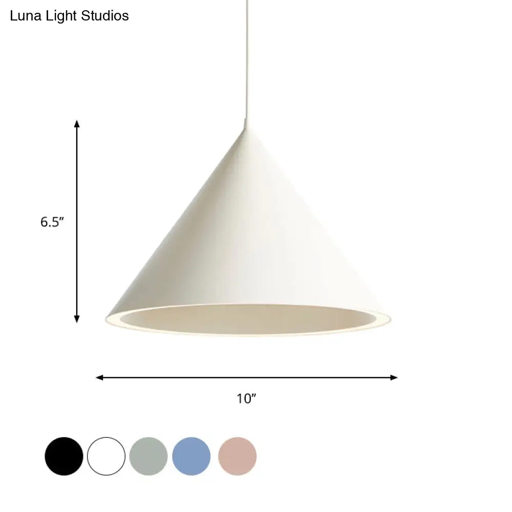 10’/12.5’ Diameter 1 Light Conical Hanging Lamp Nordic Stylish Black/Blue Metal Pendant Over Table