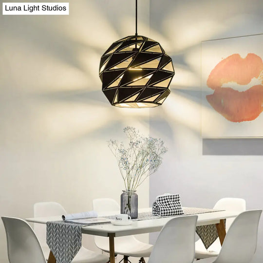 Metal Laser-Cut Pendant Light Fixture - Minimalist Design 1 White/Black 10/12.5 Wide Hanging Lamp