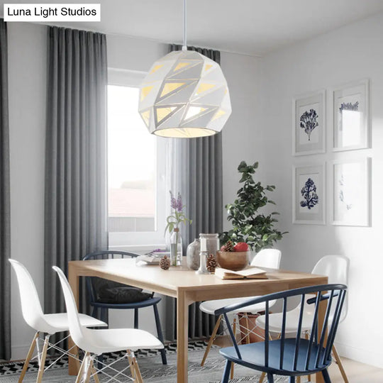 10’/12.5’ Metal Laser-Cut Pendant Light Fixture: Modern 1-Light Hanging Lamp Kit In White/Black