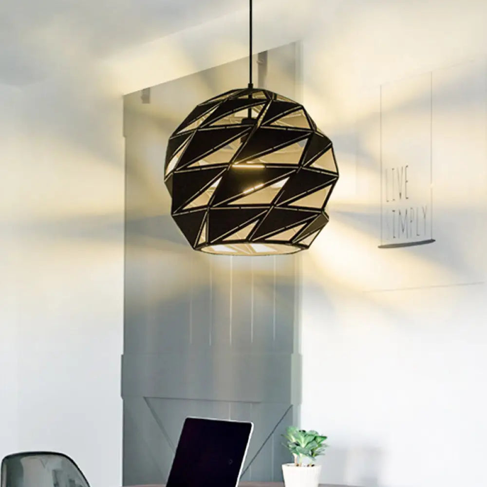 10’/12.5’ Metal Laser-Cut Pendant Light Fixture: Modern 1-Light Hanging Lamp Kit In White/Black