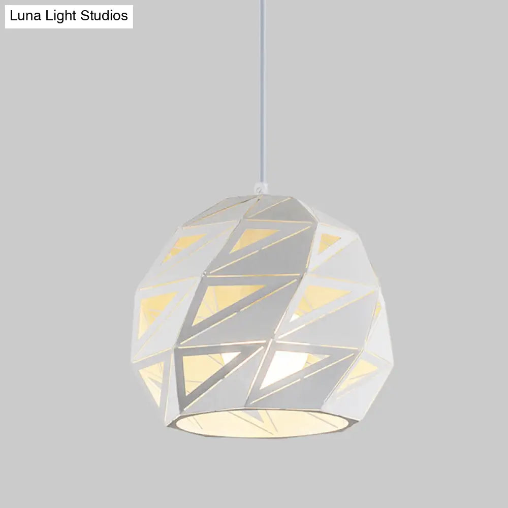 Metal Laser-Cut Pendant Light Fixture - Minimalist Design 1 White/Black 10/12.5 Wide Hanging Lamp