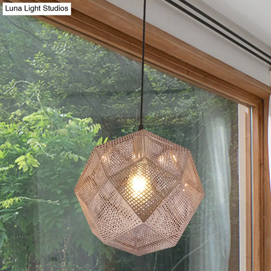 10/12.5 Retro Mesh Globe Stainless Steel Pendant Light In Chrome/Gold: Modern Splice Design 1 Bulb