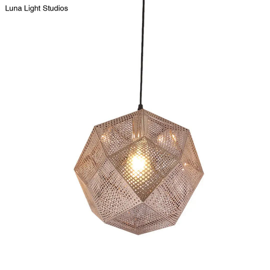 10/12.5 Retro Mesh Globe Stainless Steel Pendant Light In Chrome/Gold: Modern Splice Design 1 Bulb