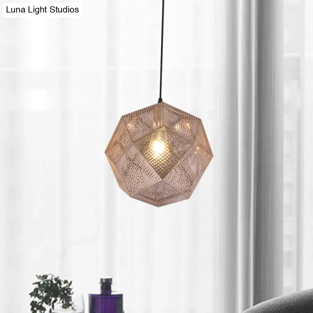 10/12.5 Retro Mesh Globe Stainless Steel Pendant Light In Chrome/Gold: Modern Splice Design 1 Bulb