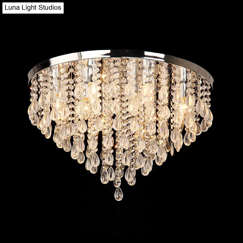 10’/12’ Crystal Flush Mount Lighting With Circle Shade - Vintage Multi - Head Ceiling Fixture