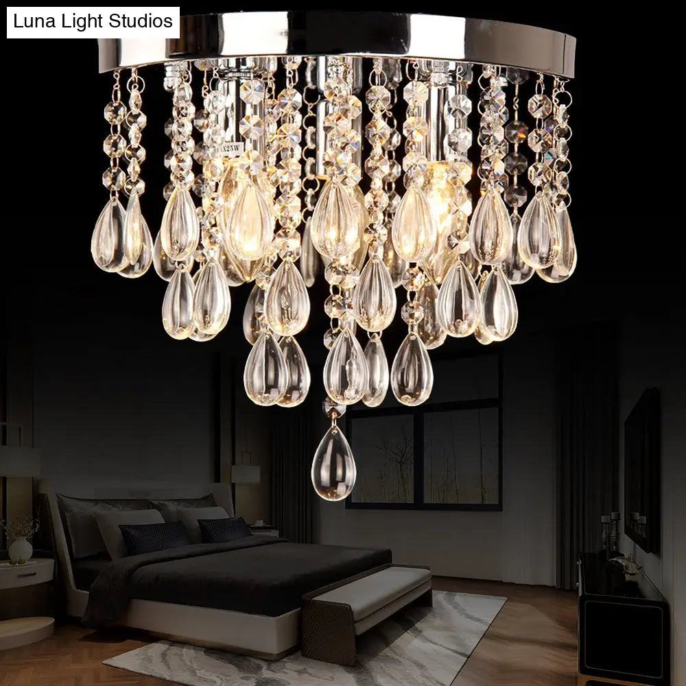 10’/12’ Crystal Flush Mount Lighting With Circle Shade - Vintage Multi - Head Ceiling Fixture