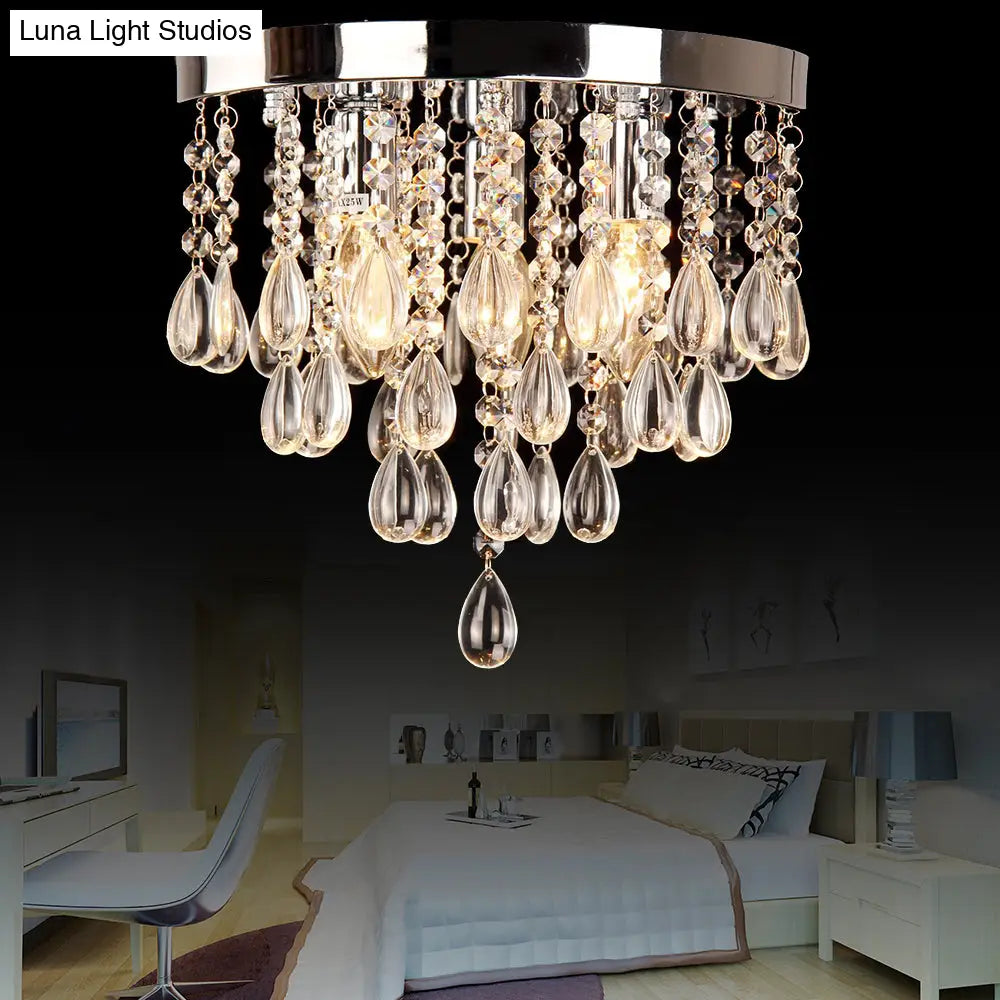 10’/12’ Crystal Flush Mount Lighting With Circle Shade - Vintage Multi - Head Ceiling Fixture