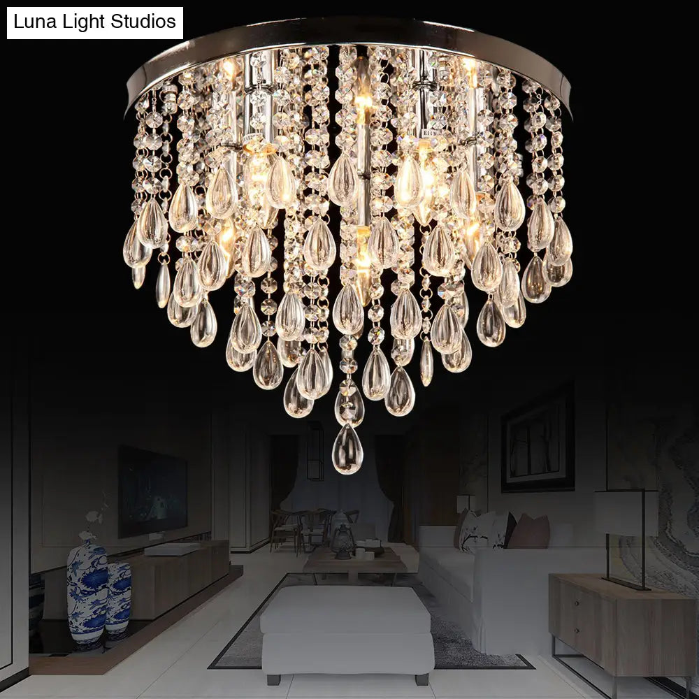 10’/12’ Crystal Flush Mount Lighting With Circle Shade - Vintage Multi - Head Ceiling Fixture