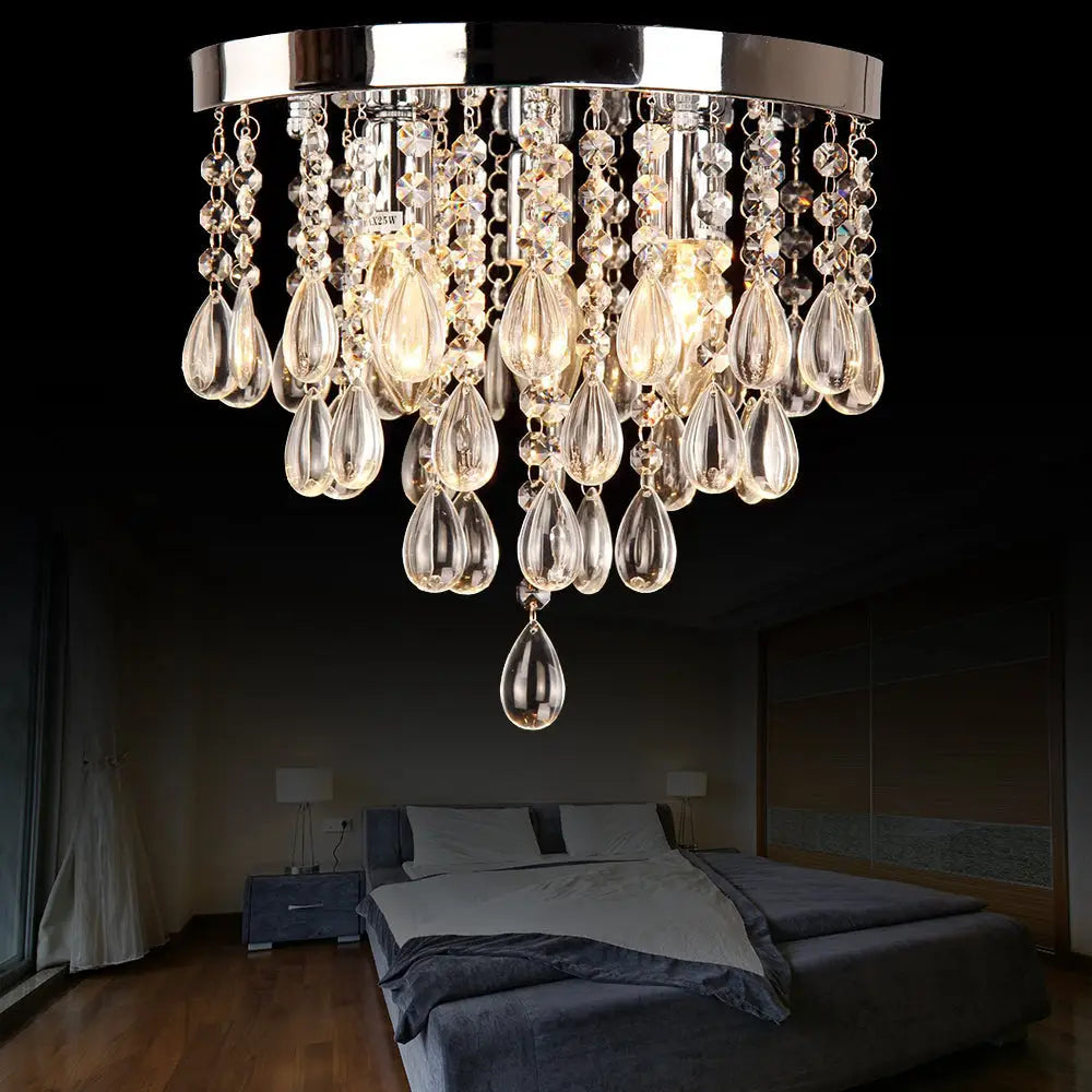 10’/12’ Crystal Flush Mount Lighting With Circle Shade - Vintage Multi - Head Ceiling Fixture