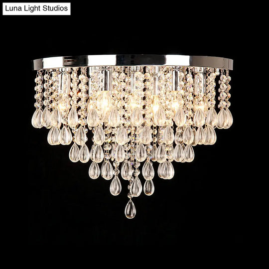 10/12 Crystal Flush Mount Lighting With Circle Shade - Vintage Multi-Head Ceiling Fixture (Clear)