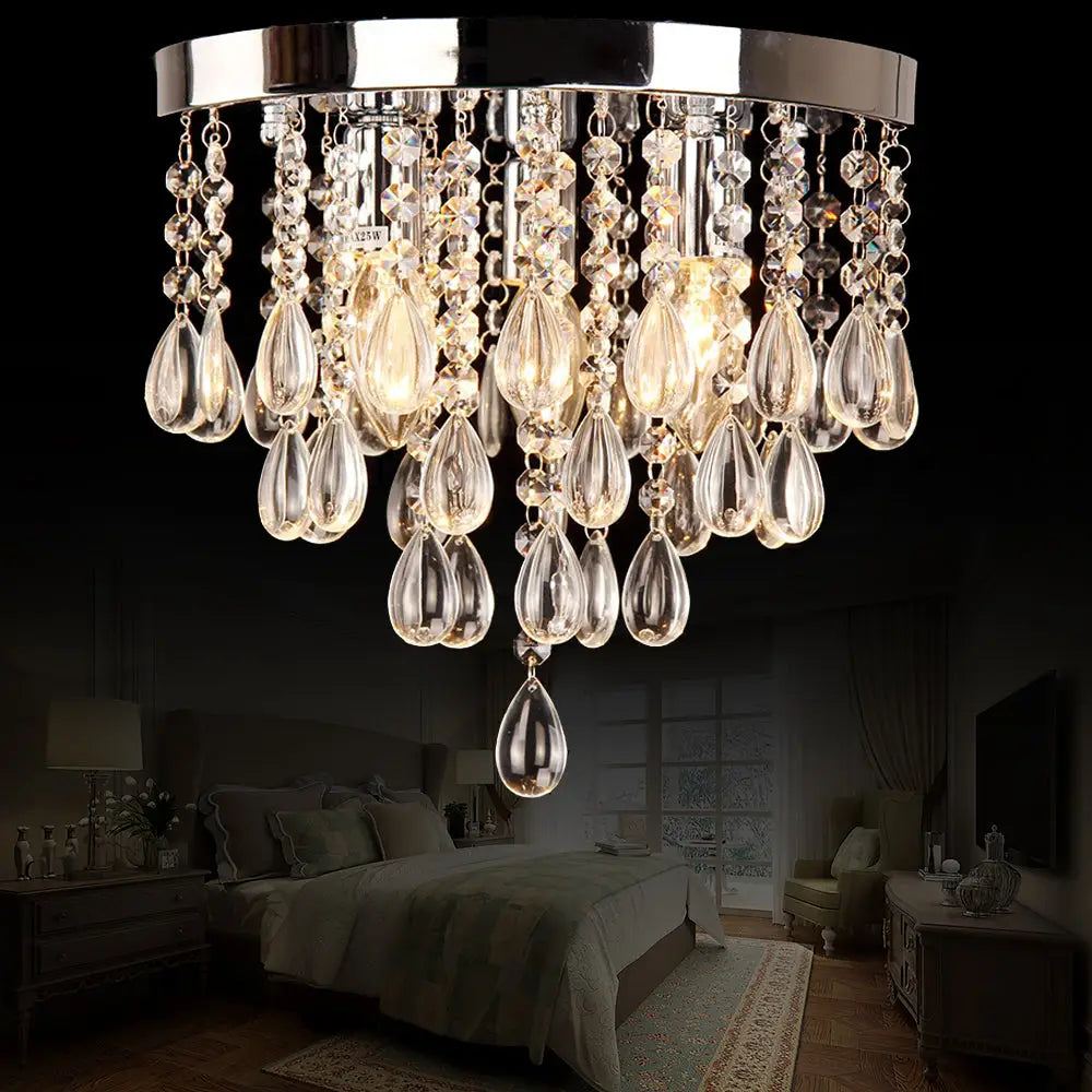 10’/12’ Crystal Flush Mount Lighting With Circle Shade - Vintage Multi - Head Ceiling Fixture