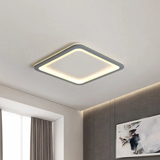 10’/14.5’/19’ Modern Style Grey Square Box Flush Light Acrylic Led Ceiling Lamp –