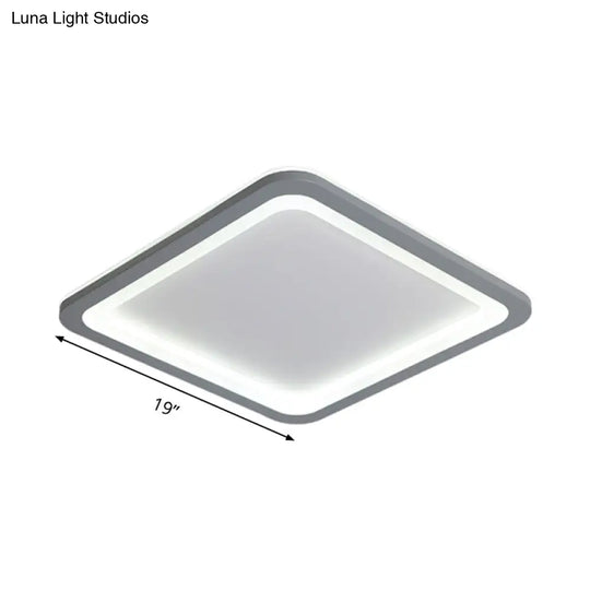 10/14.5/19 Modern Style Grey Square Box Flush Light Acrylic Led Ceiling Lamp Warm/White