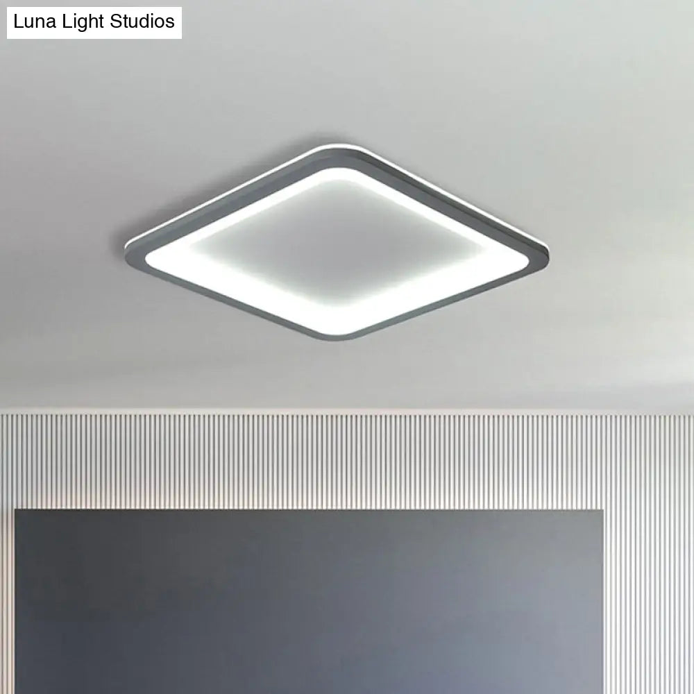 10/14.5/19 Modern Style Grey Square Box Flush Light Acrylic Led Ceiling Lamp Warm/White / 10 White