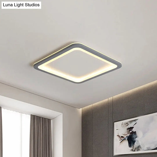 10/14.5/19 Modern Style Grey Square Box Flush Light Acrylic Led Ceiling Lamp Warm/White / 10 Warm