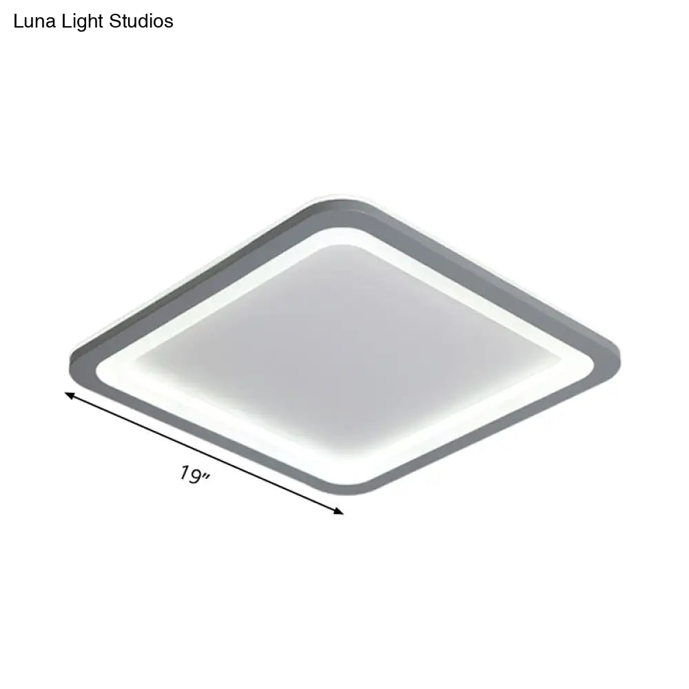10’/14.5’/19’ Modern Style Grey Square Box Flush Light Acrylic Led Ceiling Lamp – Warm/White
