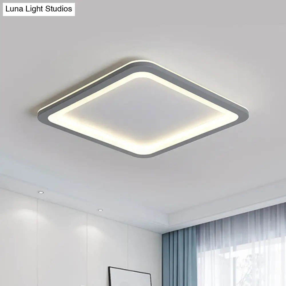 10/14.5/19 Modern Style Grey Square Box Flush Light Acrylic Led Ceiling Lamp Warm/White