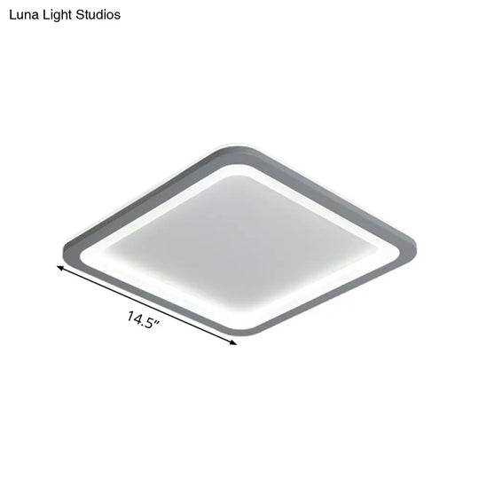 10’/14.5’/19’ Modern Style Grey Square Box Flush Light Acrylic Led Ceiling Lamp – Warm/White