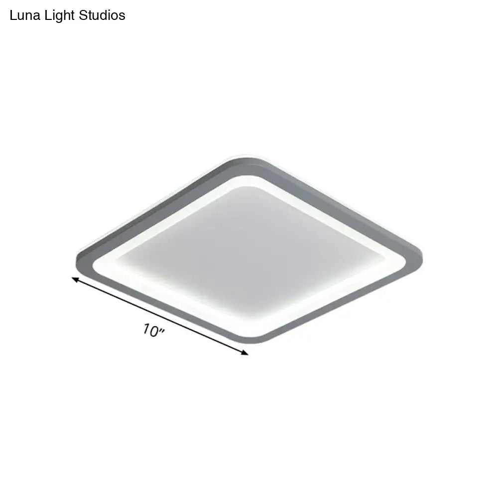 10/14.5/19 Modern Style Grey Square Box Flush Light Acrylic Led Ceiling Lamp Warm/White