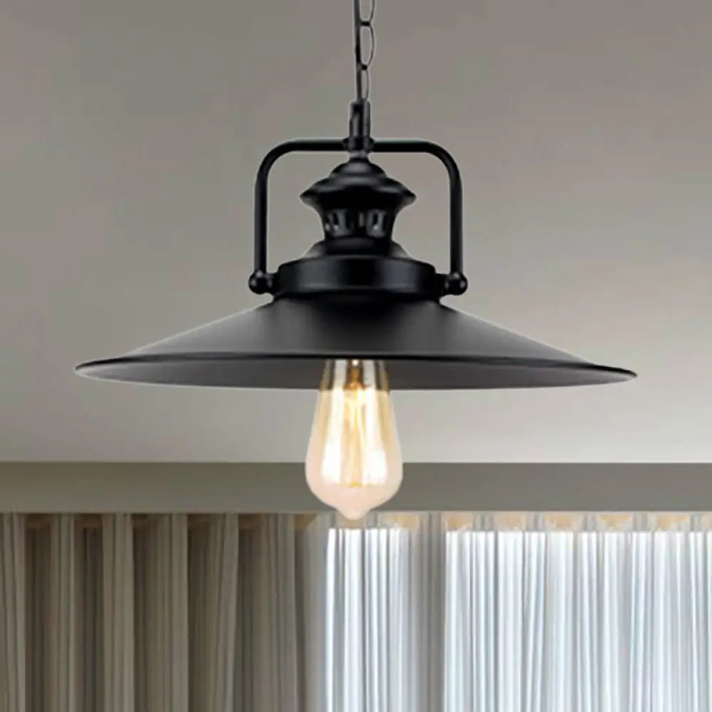 10’/14’ Flared Metallic Pendant Light In Black - Ideal For Industrial Loft And Study Room / 10’
