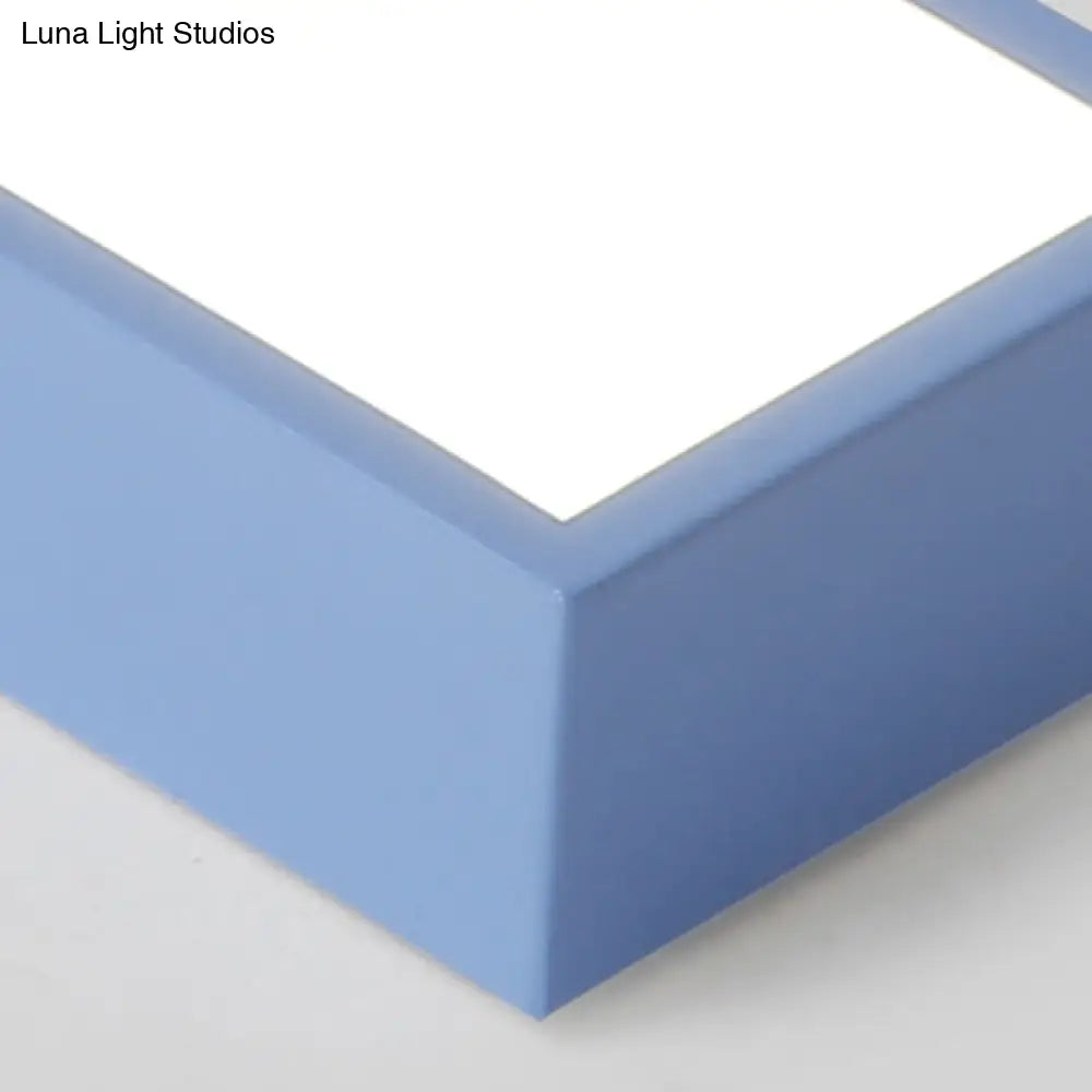 10/14 Wide Flush Mount Arrow Led Ceiling Light Fixture In Minimalist Acrylic Grey/Yellow/Blue Design