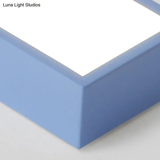 10/14 Wide Flush Mount Arrow Led Ceiling Light Fixture In Minimalist Acrylic Grey/Yellow/Blue Design
