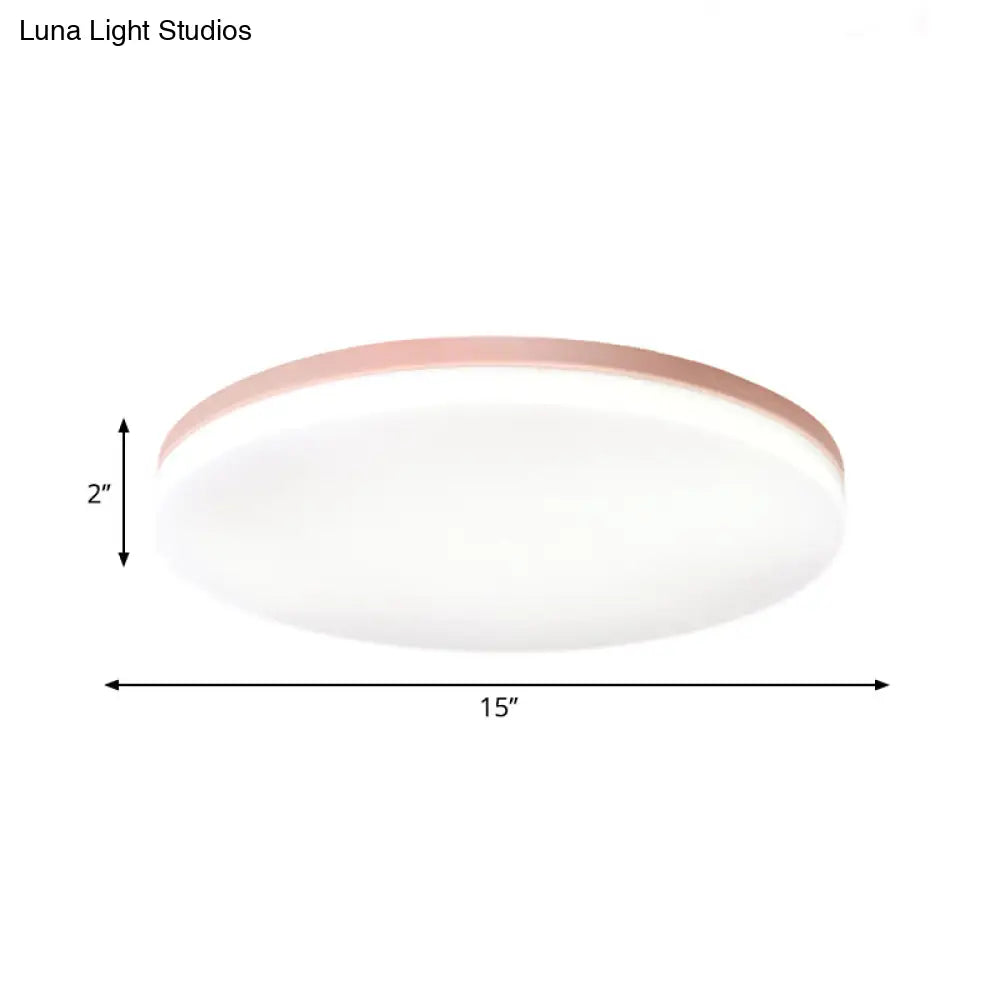10/15/19 W Macaron Metal Flush Ceiling Lamp In Green Pink White Or Yellow - Indoor Lighting