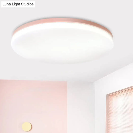 10’/15’/19’ W Macaron Metal Flush Ceiling Lamp In Green Pink White Or Yellow - Indoor Lighting