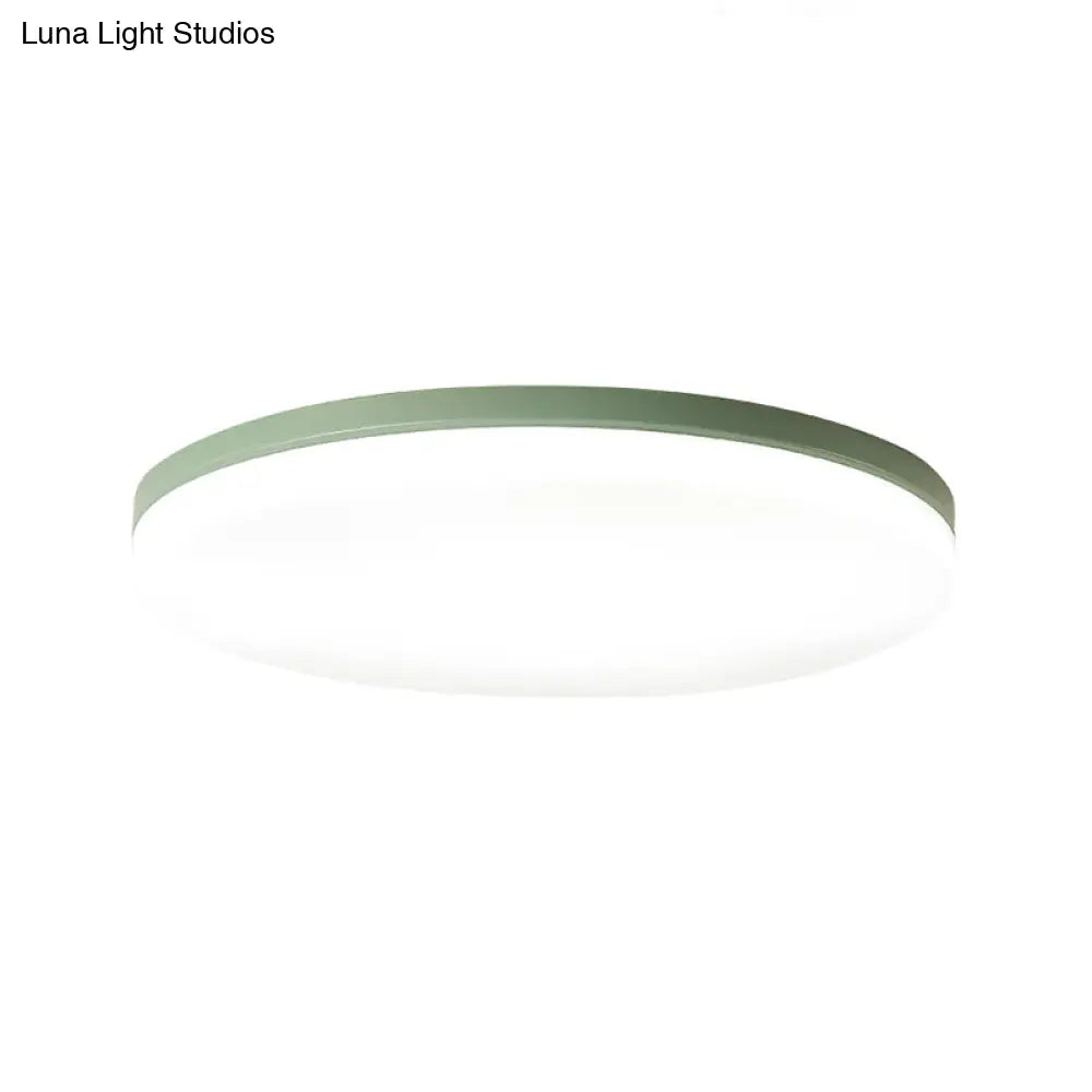 10’/15’/19’ W Macaron Metal Flush Ceiling Lamp In Green Pink White Or Yellow - Indoor Lighting