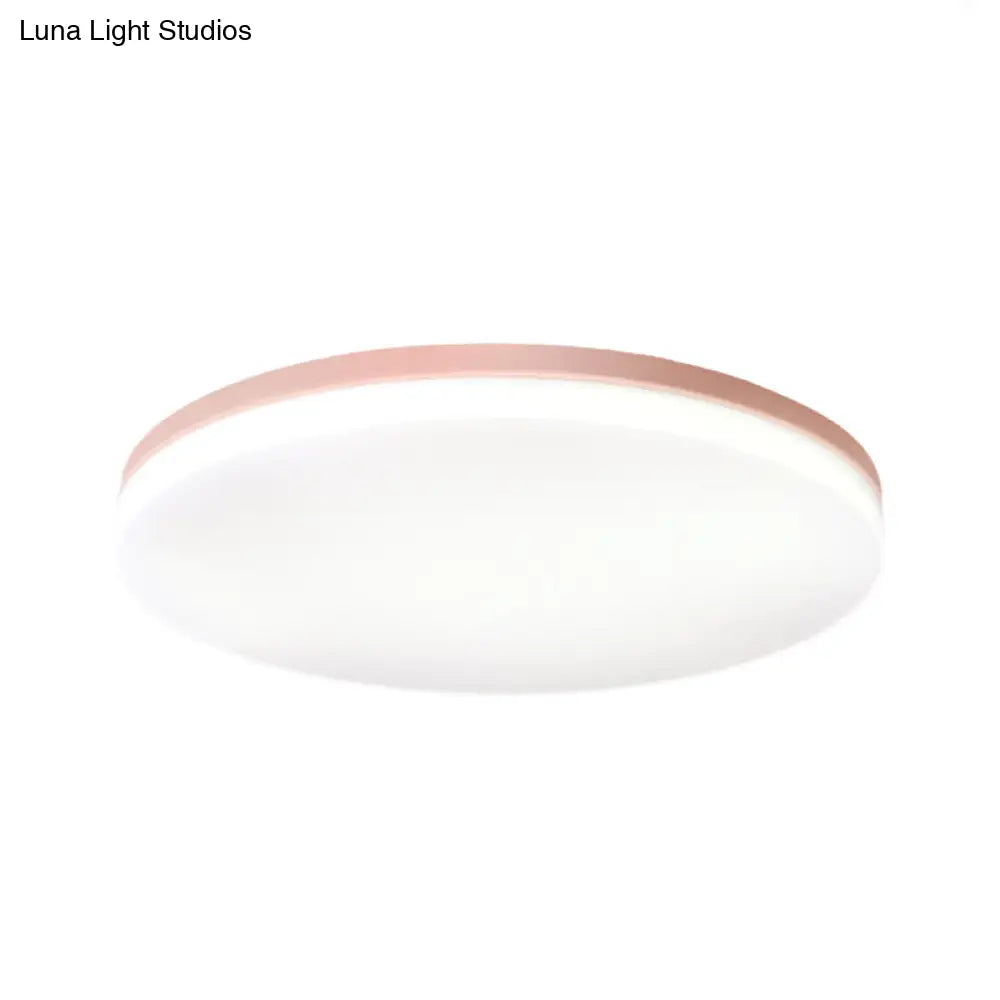 10’/15’/19’ W Macaron Metal Flush Ceiling Lamp In Green Pink White Or Yellow - Indoor Lighting