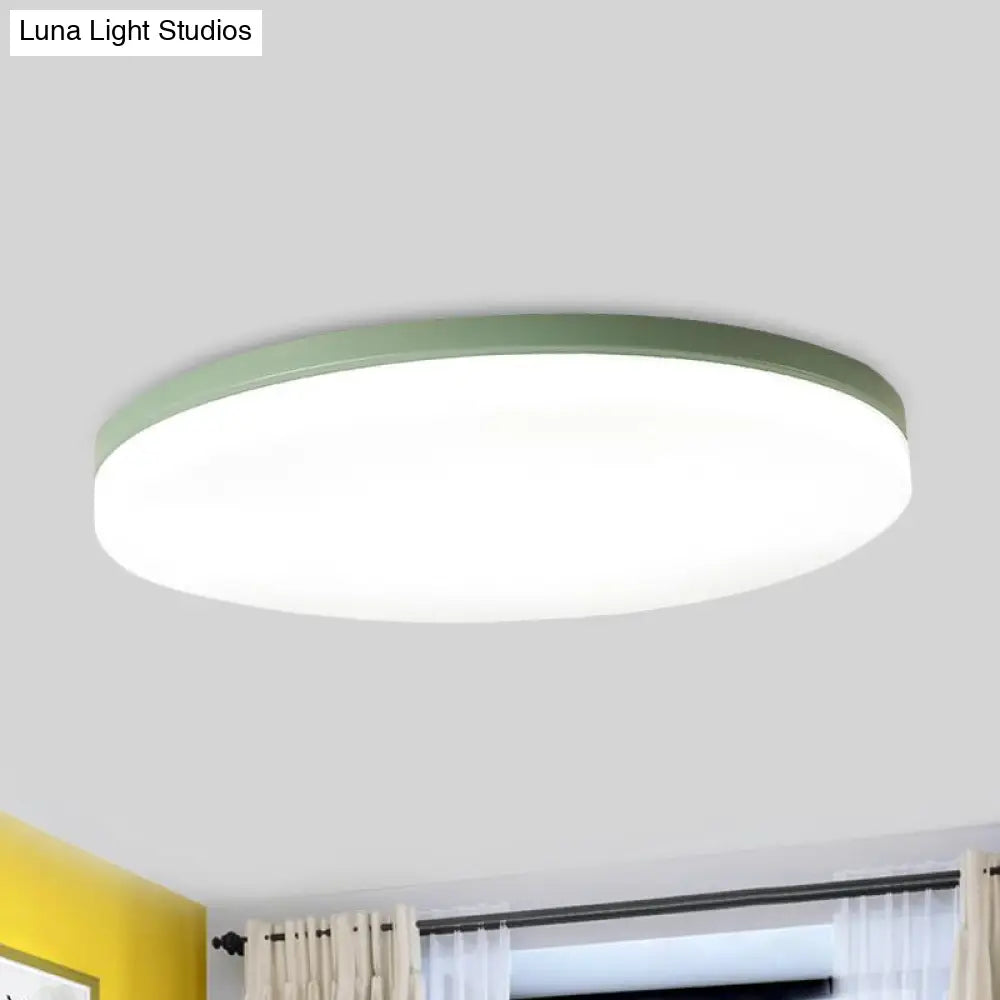 10’/15’/19’ W Macaron Metal Flush Ceiling Lamp In Green Pink White Or Yellow - Indoor Lighting