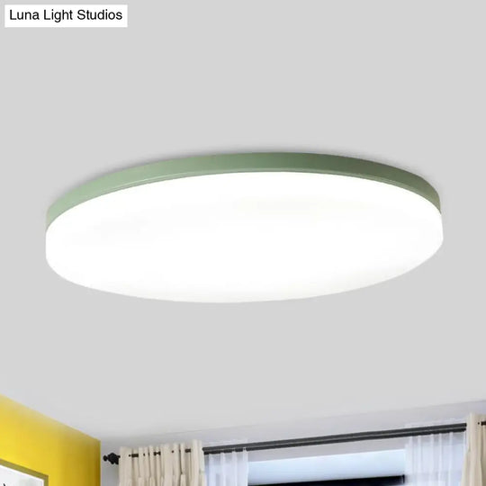 10’/15’/19’ W Macaron Metal Flush Ceiling Lamp In Green Pink White Or Yellow - Indoor Lighting