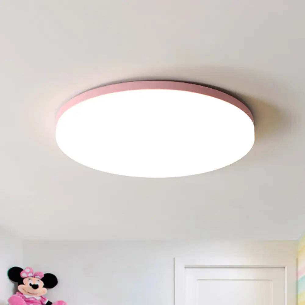 10’/15’/19’ W Macaron Metal Flush Ceiling Lamp In Green Pink White Or Yellow - Indoor Lighting / 10’