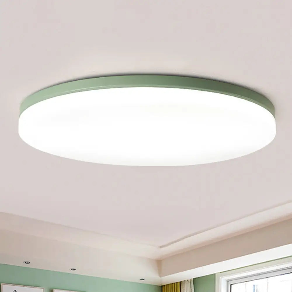 10’/15’/19’ W Macaron Metal Flush Ceiling Lamp In Green Pink White Or Yellow - Indoor Lighting / 10’