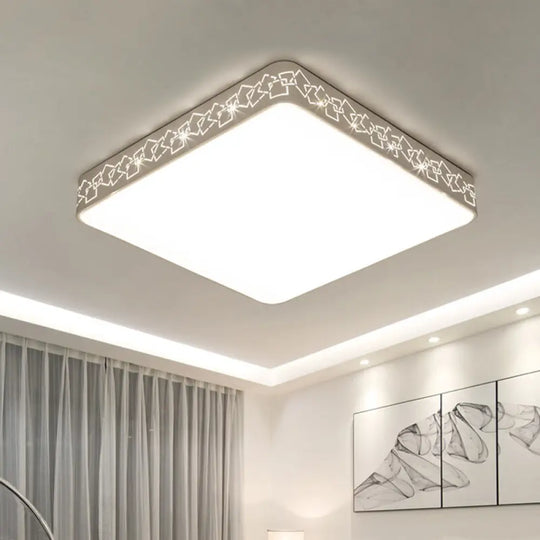 10’/19’ Modernist Metal Led Flush Mount Ceiling Light In White/Warm White / 10’