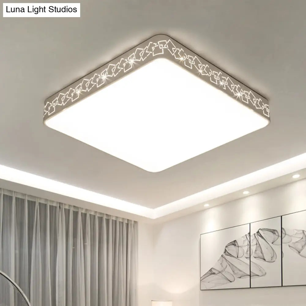 10/19 Modernist Metal Led Flush Mount Ceiling Light In White/Warm White / 10