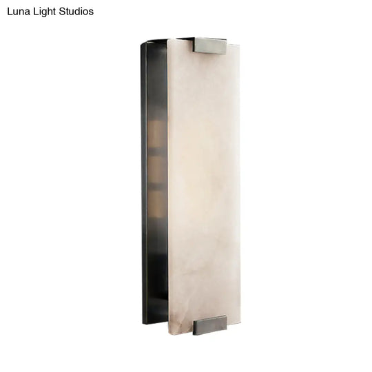 10.5/18.5 Modern Rectangular Sconce Light - Metal 1 Head Wall Lamp Fixture With White Marble