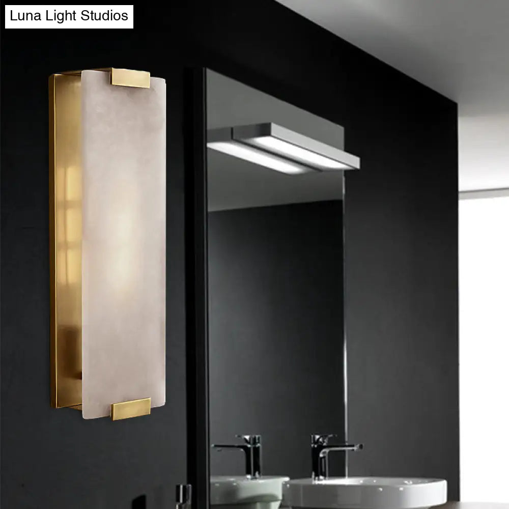 10.5/18.5 Modern Rectangular Sconce Light - Metal 1 Head Wall Lamp Fixture With White Marble