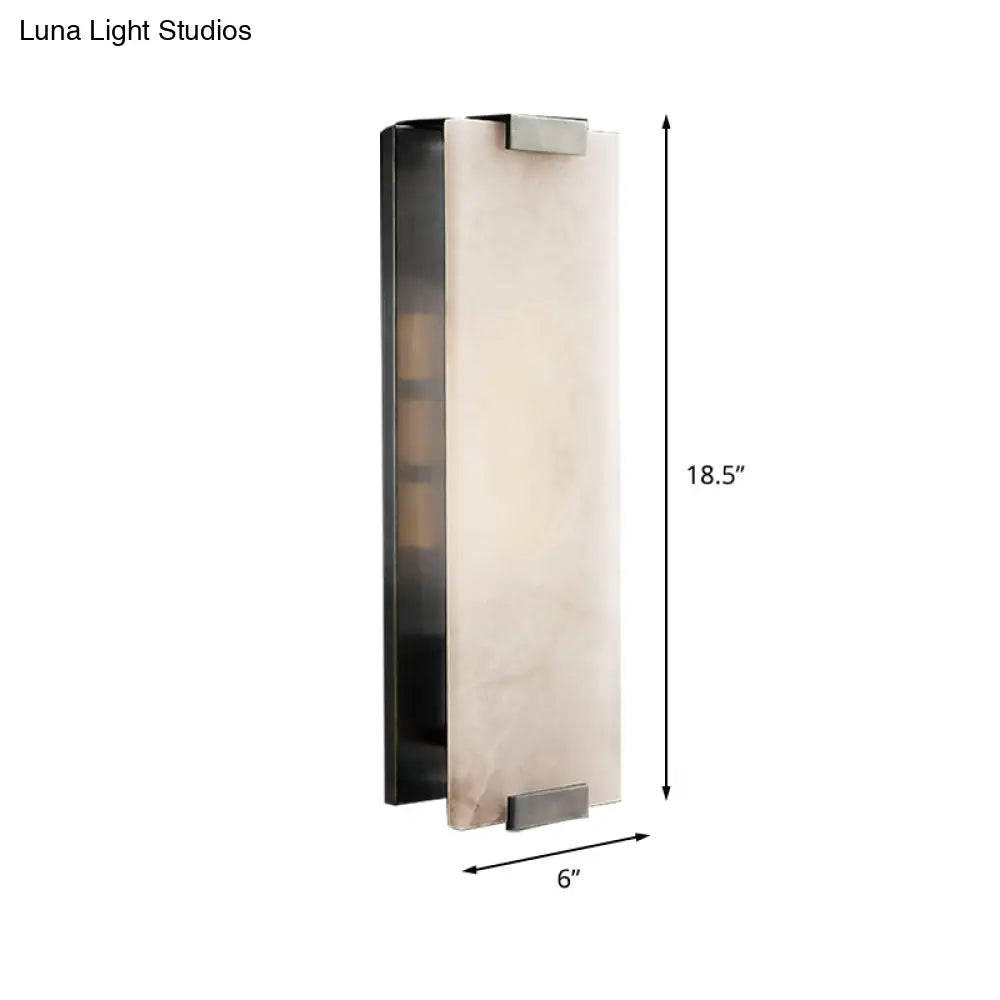 10.5/18.5 Modern Rectangular Sconce Light - Metal 1 Head Wall Lamp Fixture With White Marble