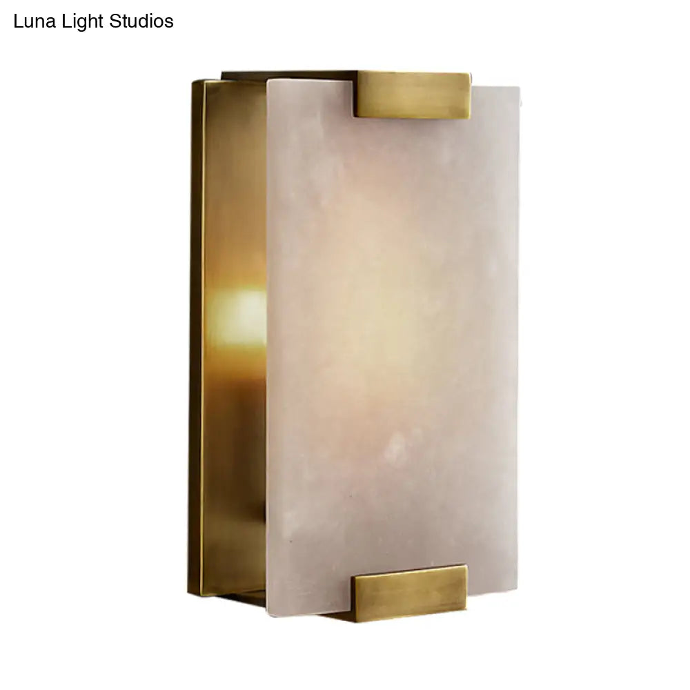 10.5/18.5 Modern Rectangular Sconce Light - Metal 1 Head Wall Lamp Fixture With White Marble