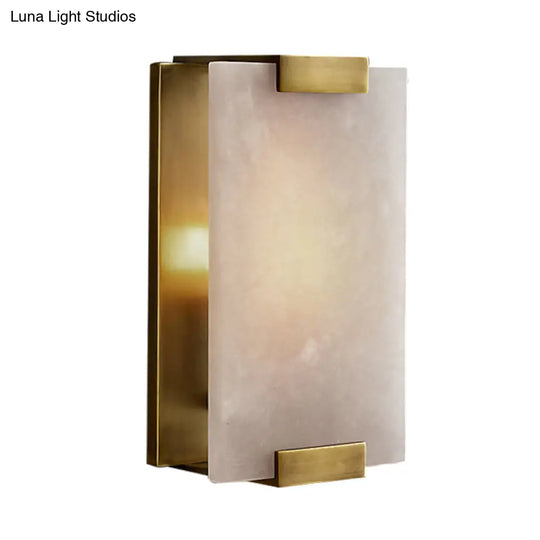 10.5/18.5 Modern Rectangular Sconce Light - Metal 1 Head Wall Lamp Fixture With White Marble